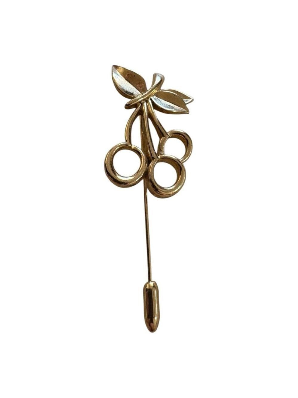 Gold Cherry Brooch One Size